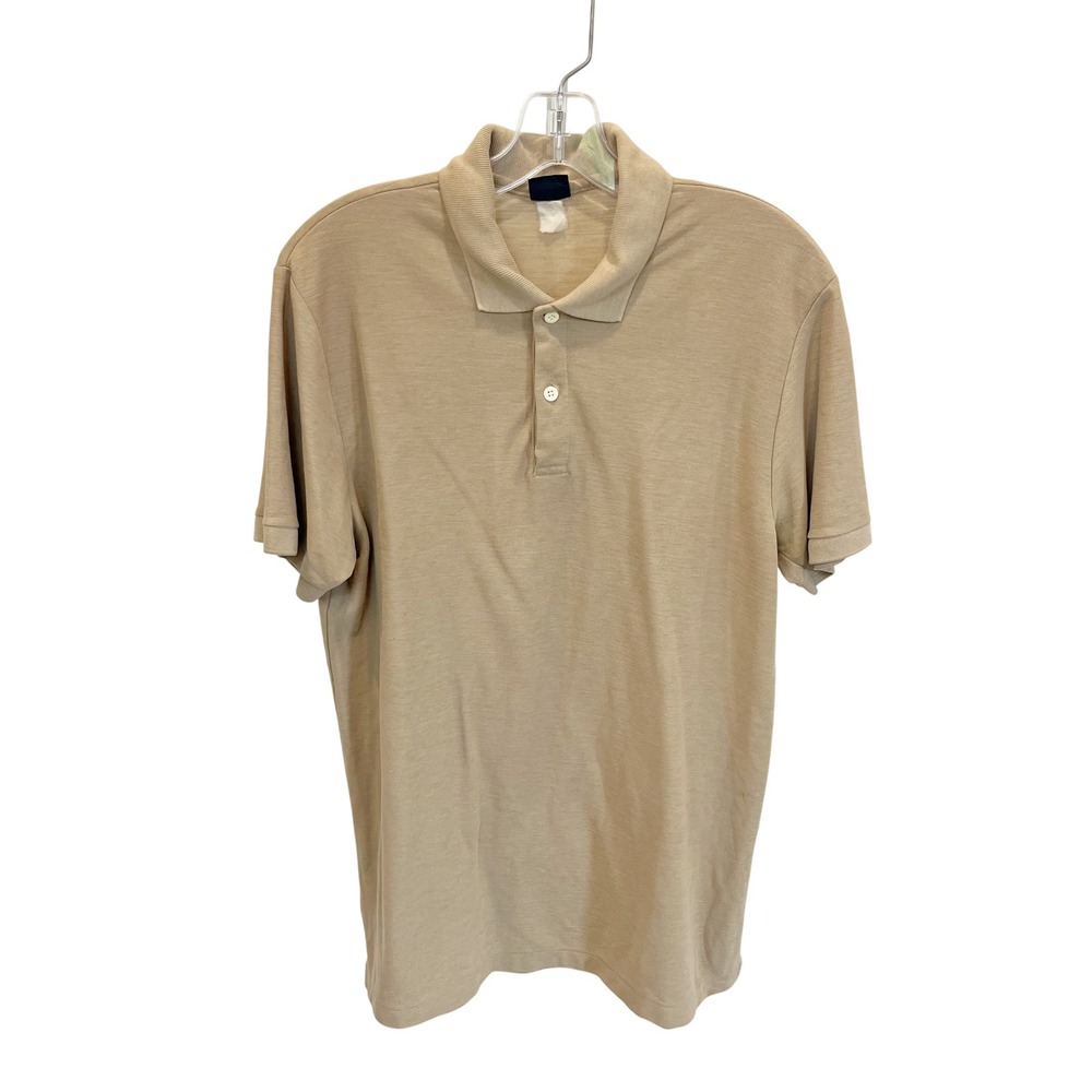 Vintage 70s Levis Mens‎ XL Polo Shirt Tan Beige Short Sleeve Pique Knit Logo